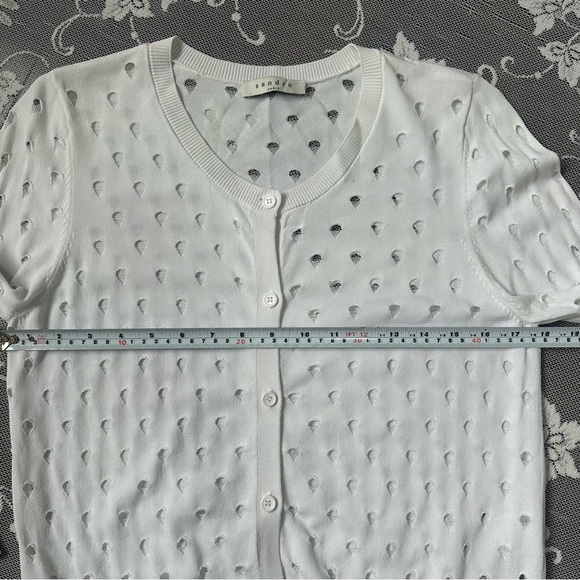 Sandro Paris White Cardigan Sz 2 - Picture 8 of 15
